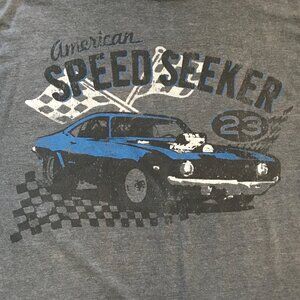American Speed Seeker Tshirt Hanes Beefy T 3XL Gray Hot Rod Muscle Car Racing